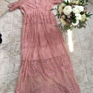 Salmon color lace dress